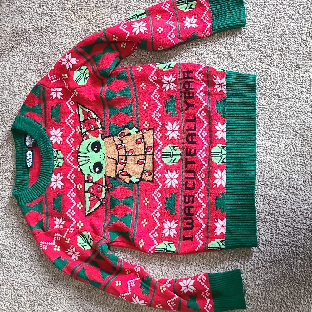 3T Baby Yoda Christmas Sweater